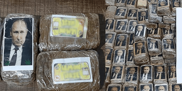 Üzerinde Putin’in fotoğrafının bulunduğu 323 esrar paketi o ülkede kıyıya vurdu!