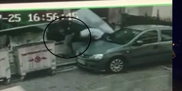 Üzerine su deposu düştü! İşte o anlar!