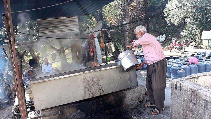 Üzümler maserede pekmeze dönüşüyor