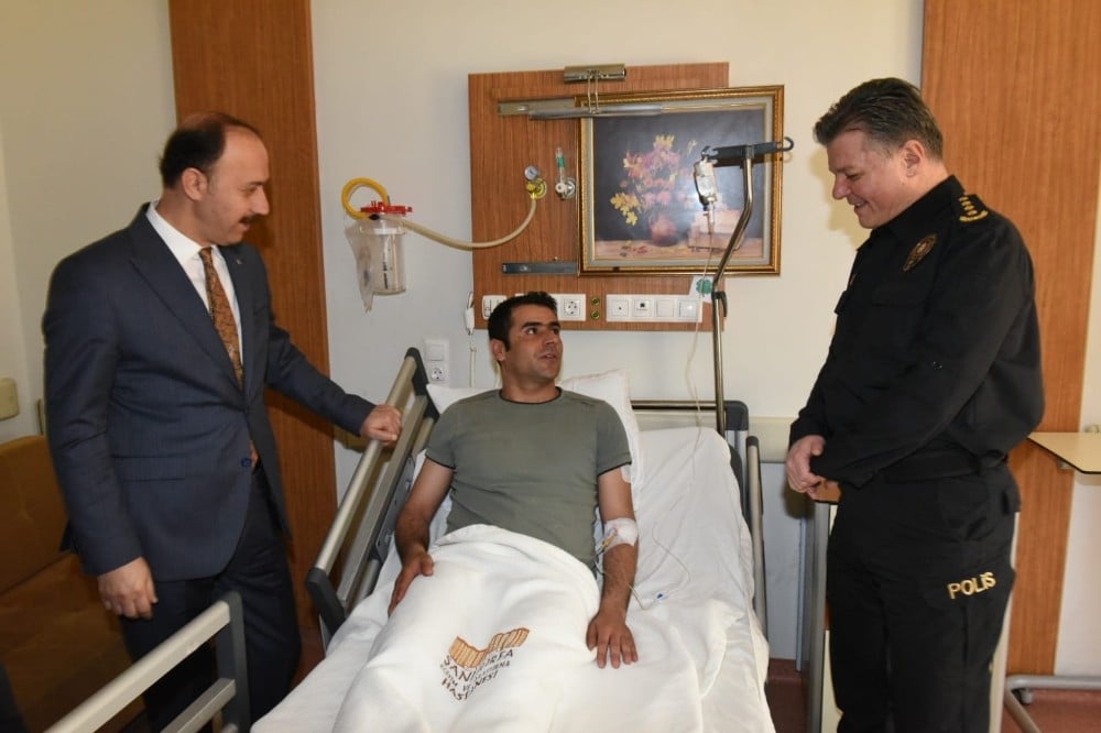 Vali Erin saldırıda yaralanan bekçileri ziyaret etti 