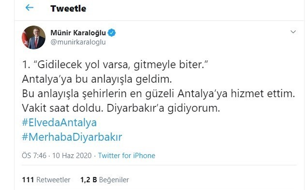 Vali Karaloğlu’ndan duygusal paylaşım: “Vakit saati doldu” 