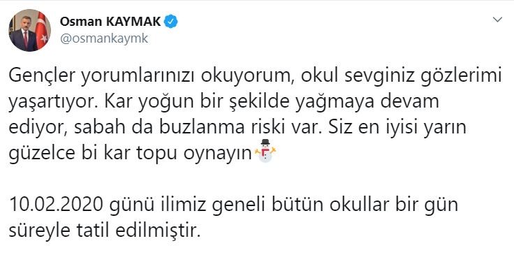 Vali Kaymak’ın öğrencilerle gülümseten kar tatili diyalogları 