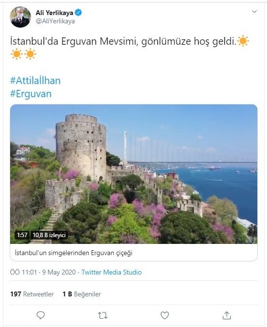 Vali Yerlikaya’dan erguvan paylaşımı 