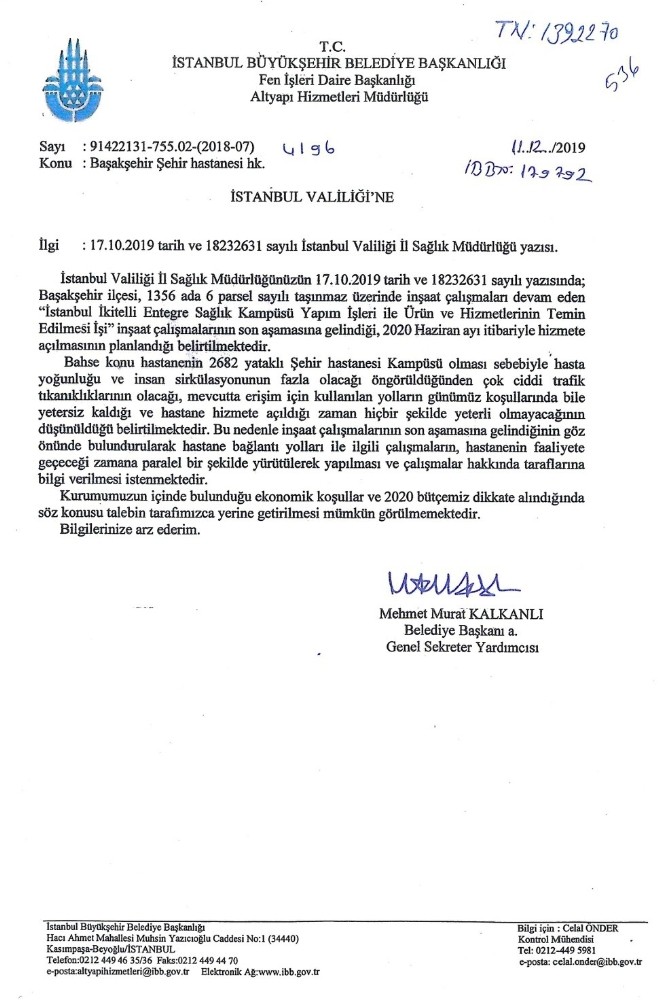 Valilik, Başakşehir Şehir Hastanesi’nin yol yapımına başlandığını duyurdu 