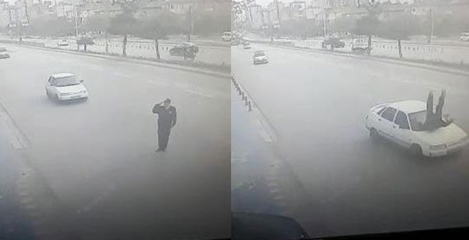 Valiye selam veren polise çarpan sürücü konuştu