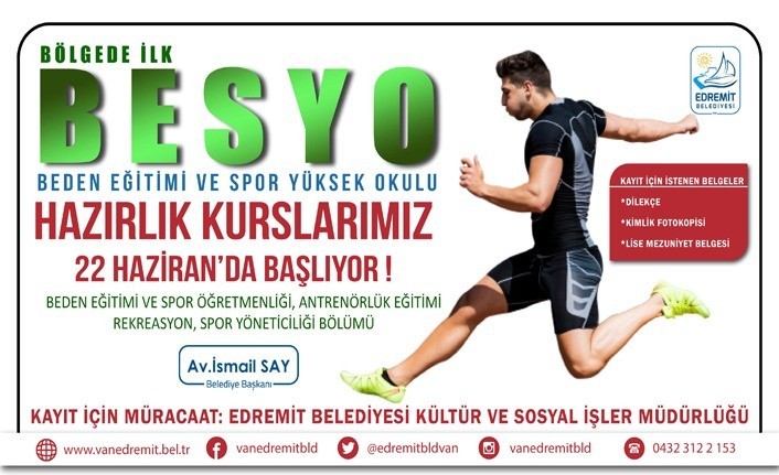 Van Edremit Belediyesinden BESYO hazırlık kursları 