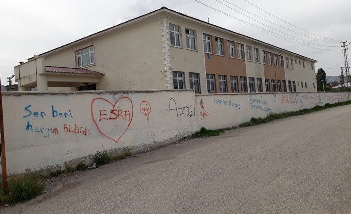 Van’da okul çevre duvarları çirkin yazılarla kirletiliyor 