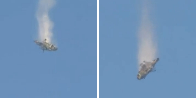 Varil bombası atan helikopter düşürüldü