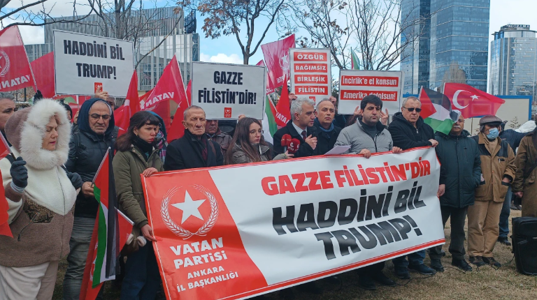 Vatan Partisi ABD elçiliği önüne dayandı: ‘Gazze Amerikan askerine mezar olacak’