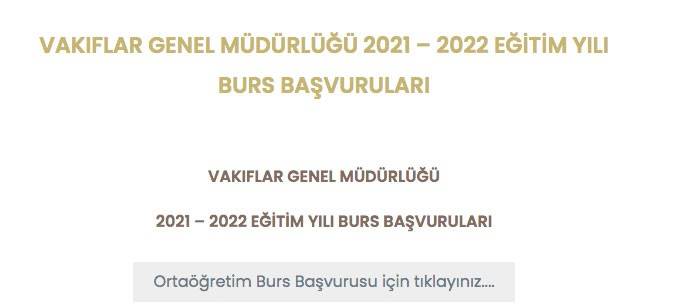 VGM ortaöğretim burs başvurusu ne zaman bitiyor? 2021 2022 VGM ortaöğretim burs başvuru ekranı