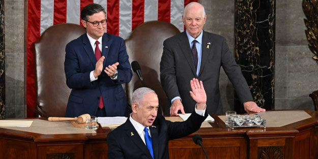 Vicdansız Netanyahu Kongre'de konuştu: Birlikte olursak biz kazanırız, onlar kaybeder