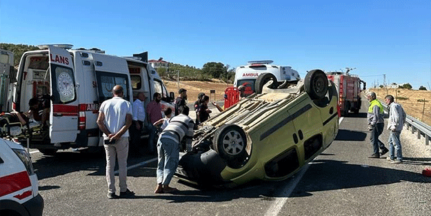 Virajı alamayan otomobil takla attı! Yaralılar var