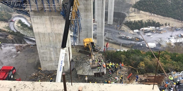 Viyadükte beton blok düştü! İşçiler altında kaldı