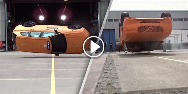 Volvo'nun takla testi böyle görüntülendi