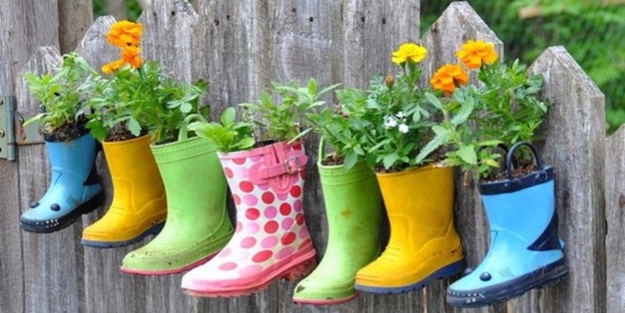 Yağmur botundan saksı yapımı