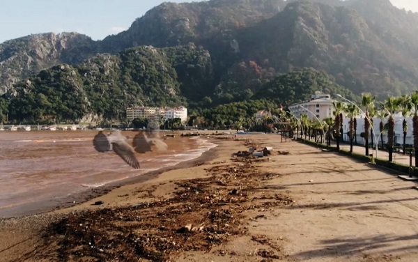 Yağmur yağdı böyle oldu! İçmeler Sahili bu hale geldi