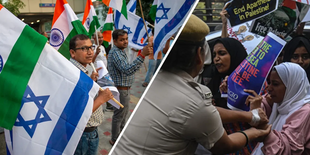 Yahudi yalaması inek beyinliler! Hindistan'da Filistin bayrağı sallamak suç!