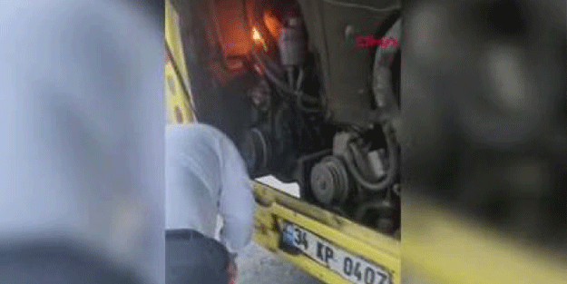Yangın çıkınca öyle bir şey yaptı ki.. İETT şoföründen trajikomik görüntü