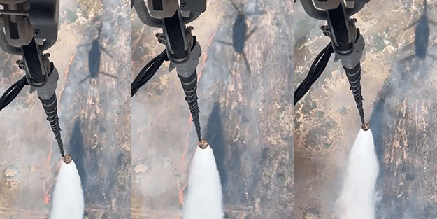 Yangın söndürme helikopterinden alevlere 'nokta atışı'