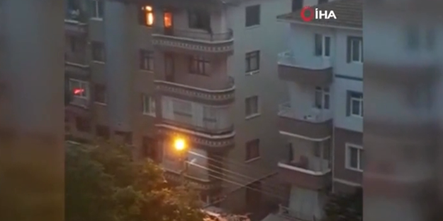 Yangından kurtulmaya çalışan baba ve kızı...