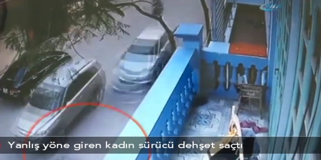 Yanlış yöne giren kadın sürücü dehşet saçtı!