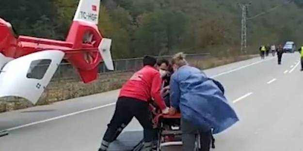 Yaralı işçinin imdadına ambulans helikopter yetişti! Bakan Koca görüntüleri paylaştı