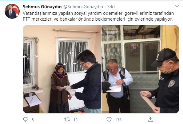 Yardım ödemeleri vatandaşların adreslerinde yapılıyor 