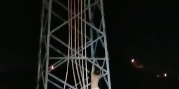 Yarı çıplak halde yüksek gerilim hattına çıktı! Bölgeye psikolog çağrıldı
