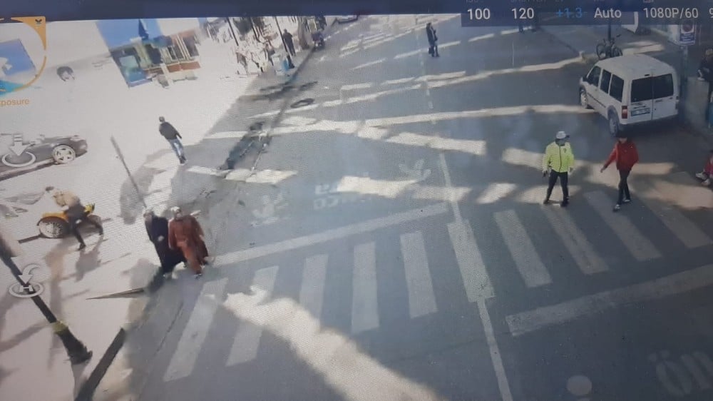 Yayalara öncelik vermeyenlere droneli uygulama 