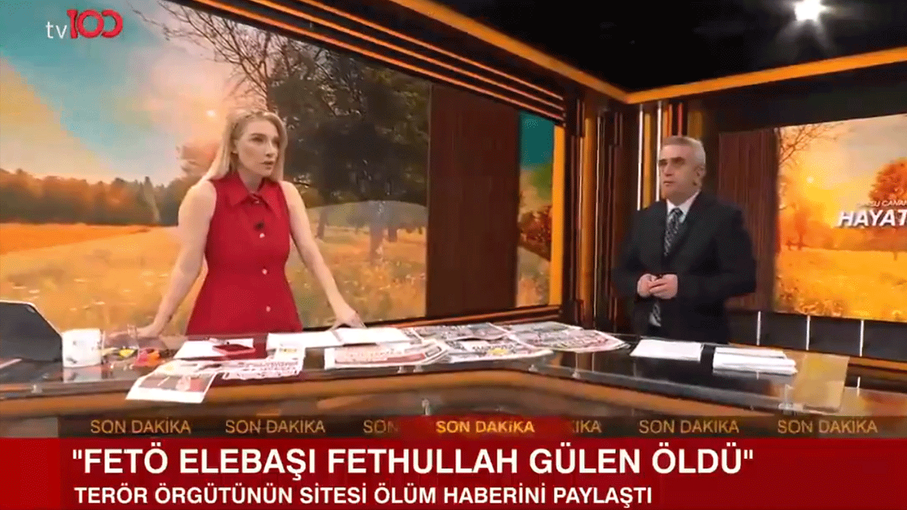 Yayın ilkelerini takmıyorum dedi ve ekledi “Ateşi bol olsun’ Gülen’in öldüğü haberini paylaşmaktan da mutluluk duyuyorum.