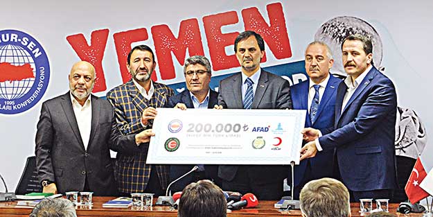 Yemen için ilk çek 200 bin TL