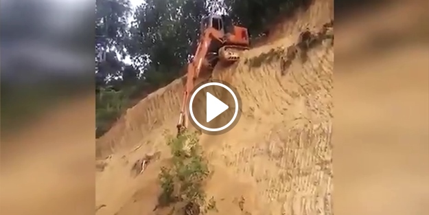 'Yemez abi' sözleri eşliğinde hiç olmayacak yerden inen kepçe operatörü!