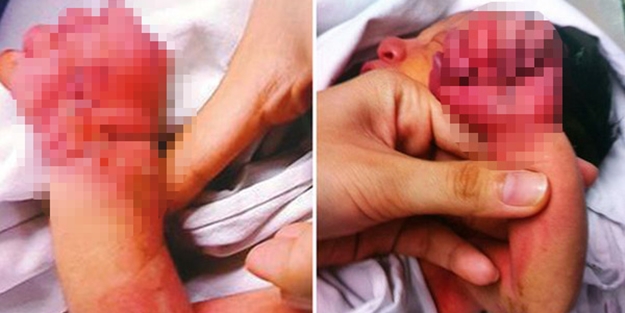 Yeni doğmuş bebeğini yerken yakalandı!