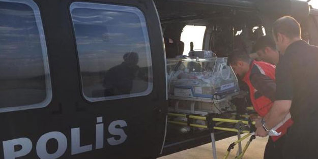 Yenidoğan Aydan bebek için polis helikopteri havalandı