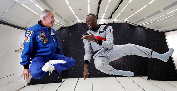Yerçekimsiz ortam Usian Bolt'un aklını başından aldı