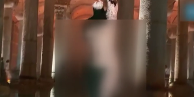 Yerebatan Sarnıcı'nda çıplak heykel rezaleti!