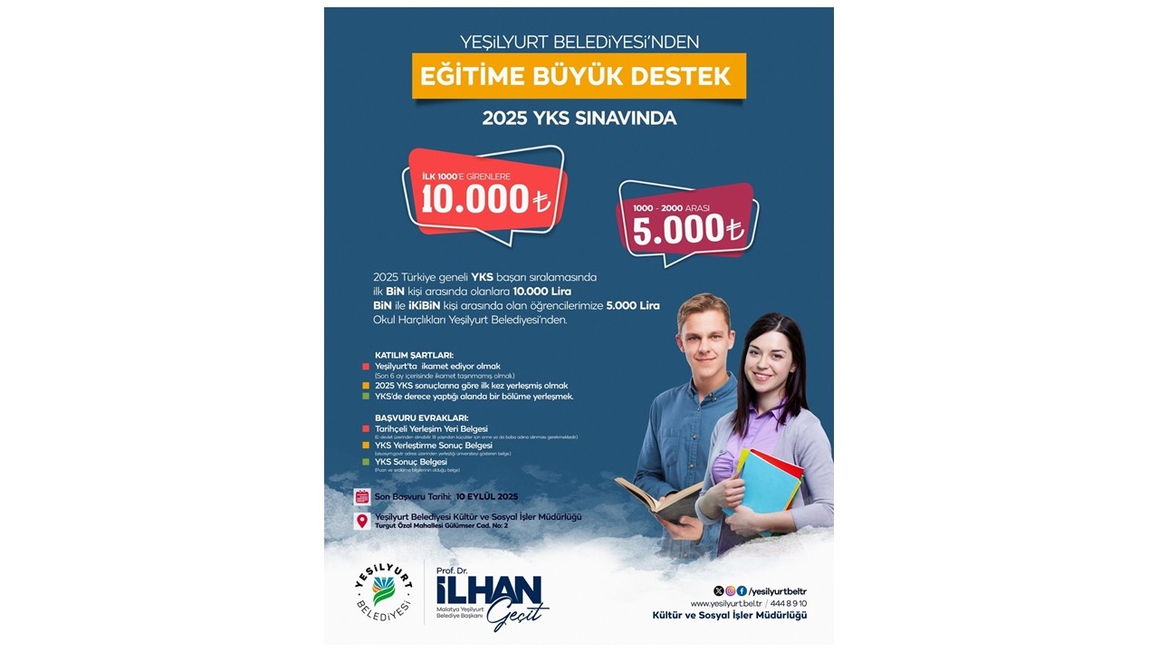 Yeşilyurt Belediyesi'nden eğitime güçlü bir destek daha