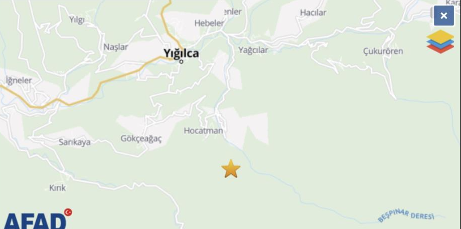 Yığılca'da 3.3 büyüklüğünde deprem
