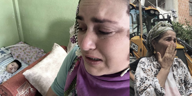 Yıkım için kepçeler hazır! İki çocuğu engelli annenin feryadı mahalleyi inletti