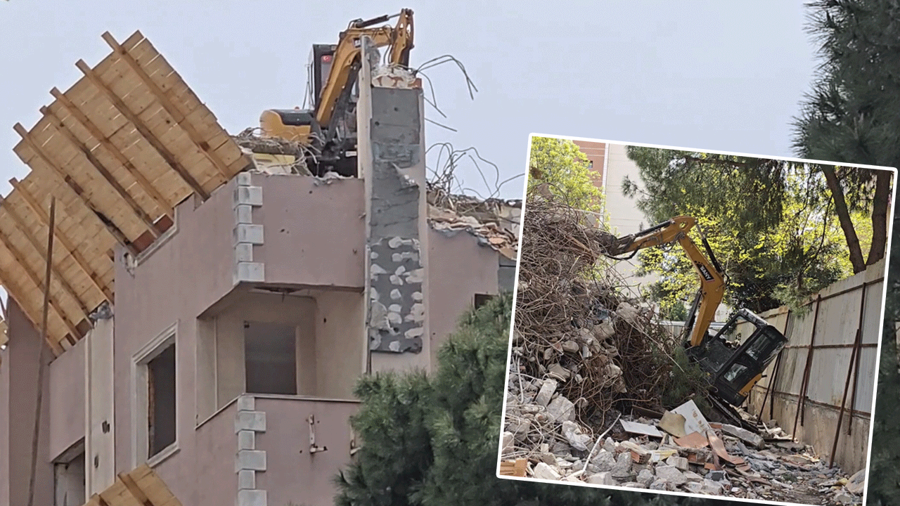 Yıktığı binanın 5'inci katından kepçeyle birlikte aşağı düştü