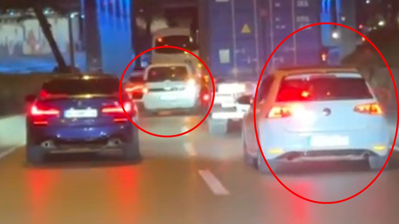 Yoğun trafikte tehlikeli anlar kamerada