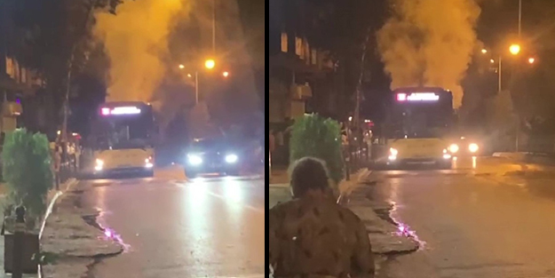 Yolcu dolu İETT otobüsünde panik! Seyir halindeyken dumanlar yükseldi