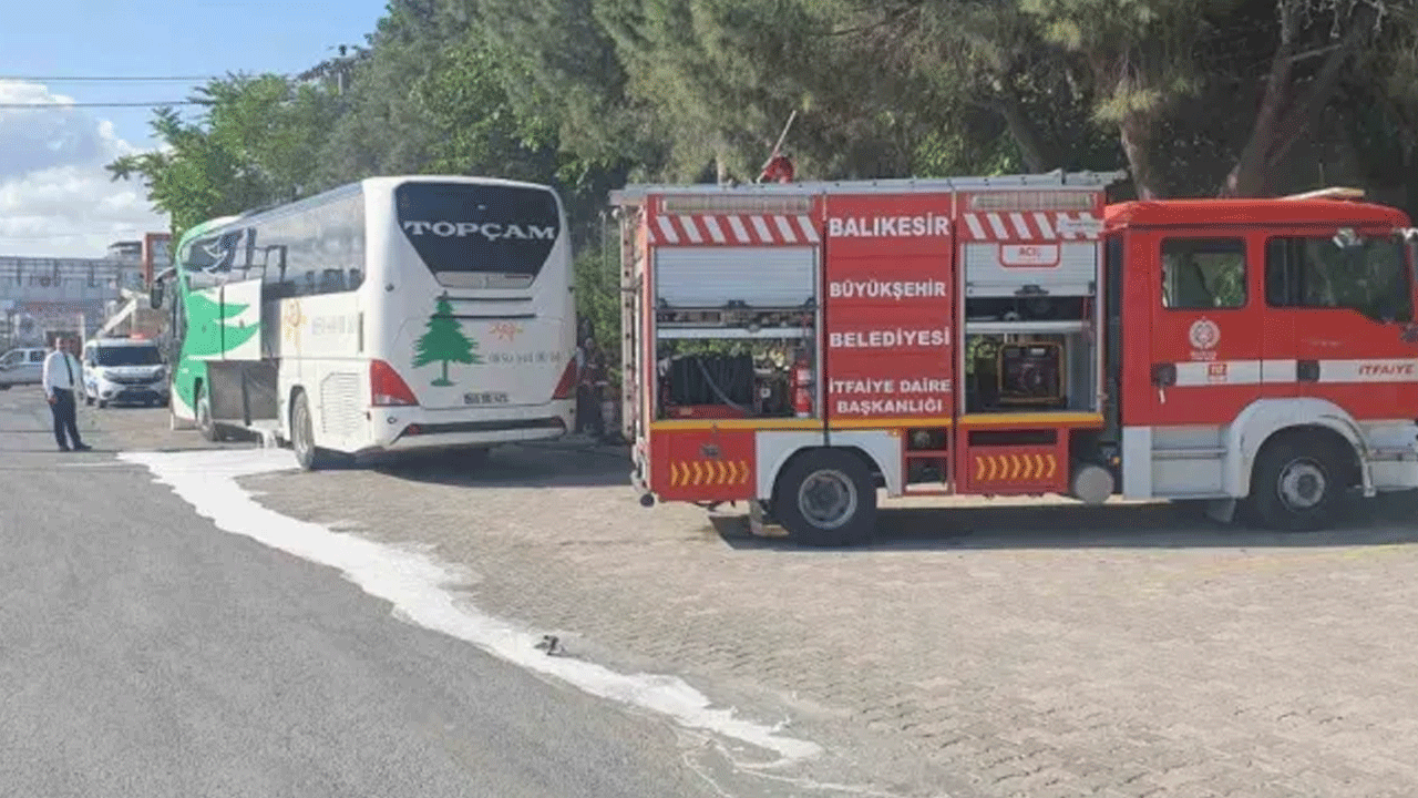 Yolcu otobüsünde yangın paniği!