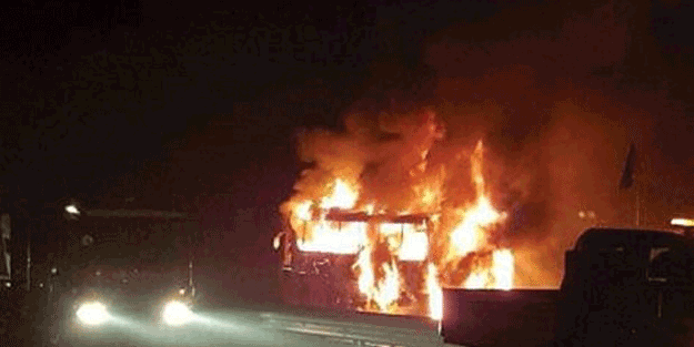 Yolcular içerideyken yanmaya başladı