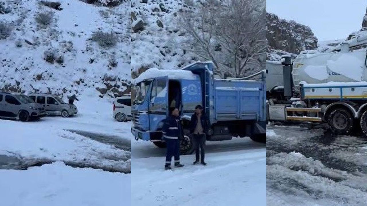 Yollar buz tutunca Kars'ta mahsur kaldılar!