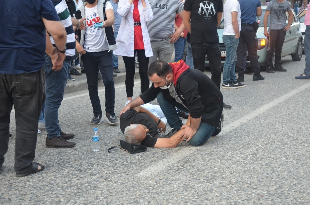 Yolun karşısına geçmeye çalışan yayaya çarpıp kaçtı 