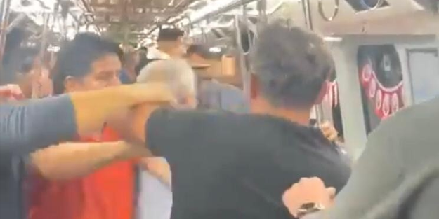 Yuh artık! İstanbul'da Metroda ‘tükürük’ kavgası kamerada!