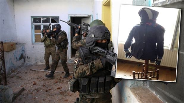 Hakkari'de PKK'lılar korkudan cansız mankenin arkasına sığındı