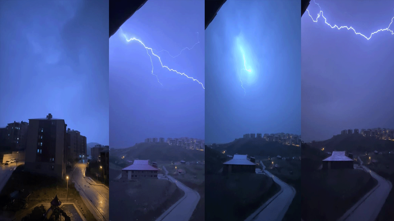 Yüksekova'da şimşeklerden görsel şölen