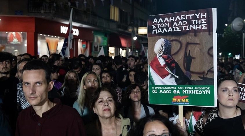 Yunanistan da ayaklandı! Filistin’e destek Amerika üslerinin önünde